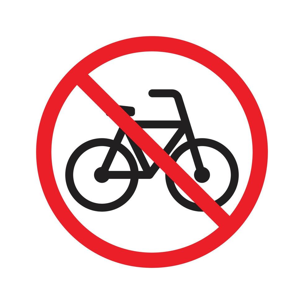 No bicycle sign. Red prohibition symbol. Stop bicycle. No bicycle, no parking. Bicycle symbol prohibited. Warning and information symbol icon for the general public. no bike traffic sign. vector