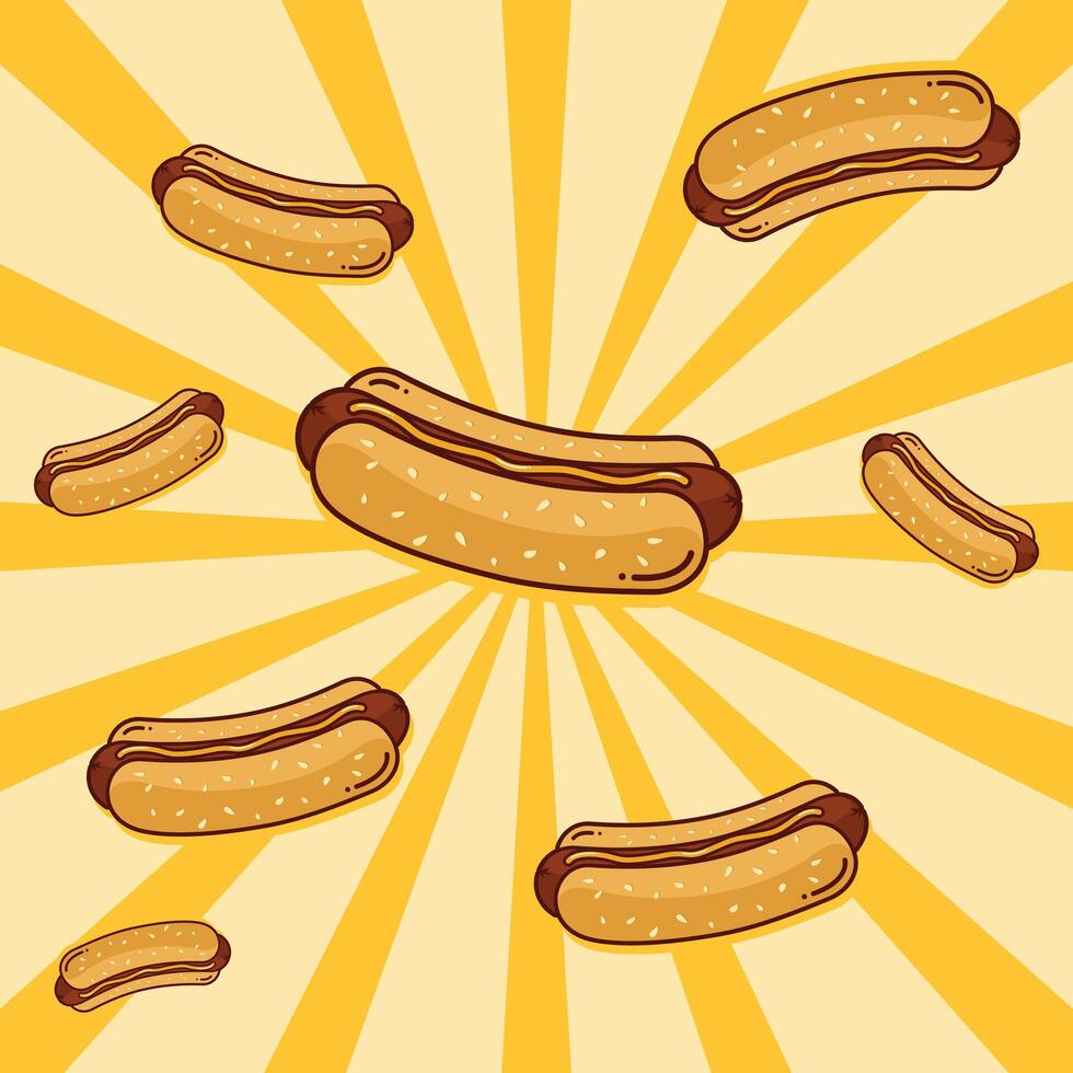 Abstract Hot dog pattern retro background vector