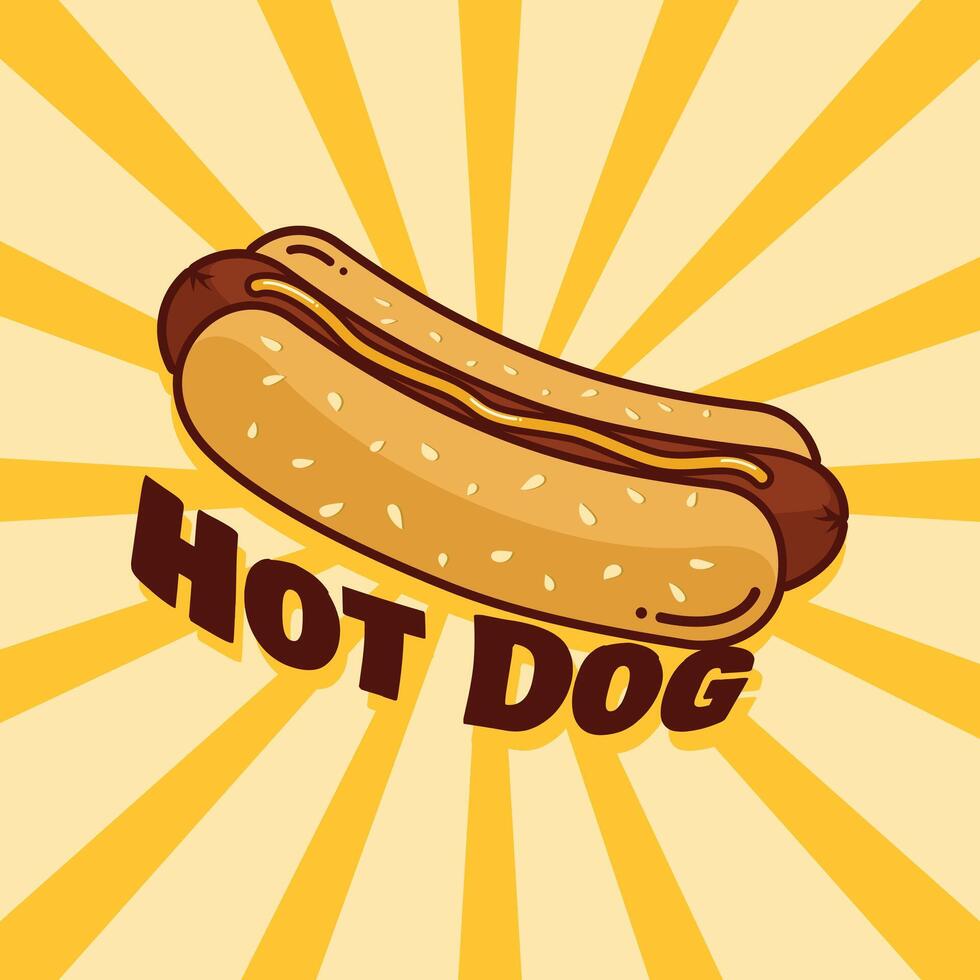 Hot dog retro background with letter hot dog vector