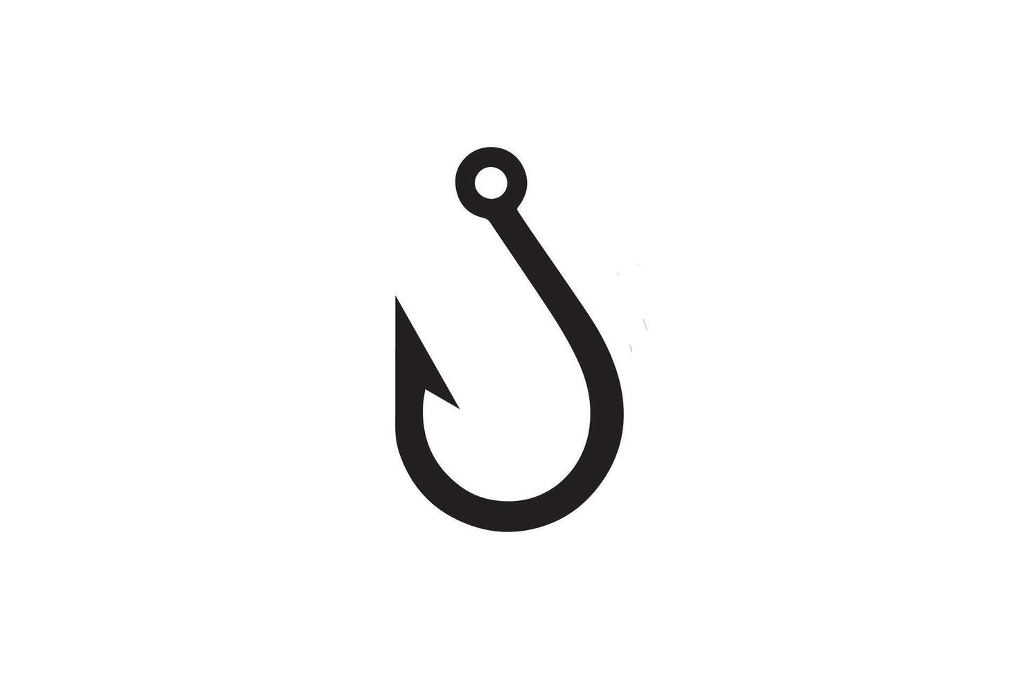 A black and white fish hook on a white background vector