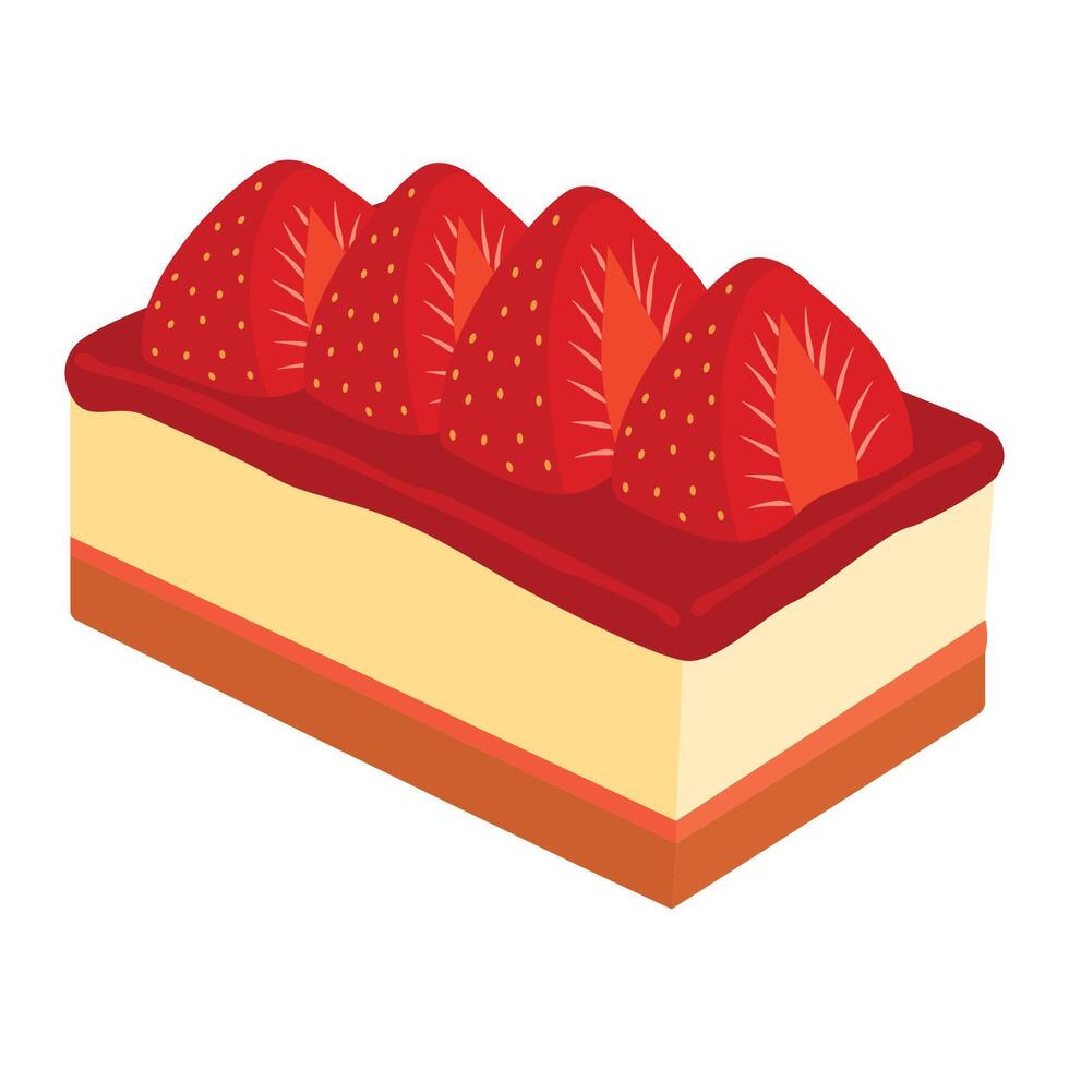 Cheesecake with strawberries vector