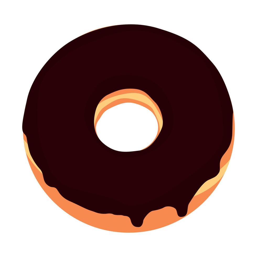 Illustration of a chocolate glazed donut vector