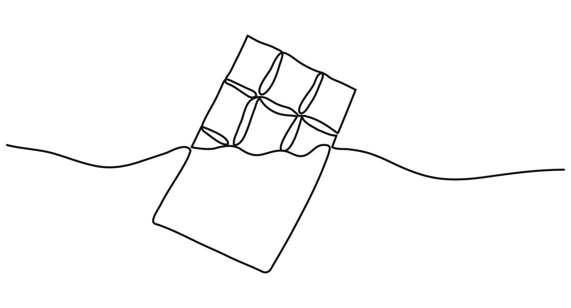 chocolate bar continuous one line drawing isolated on white background. Editable stroke hand drawn illustration. Outline cacao sweet for poster card banner post. vector