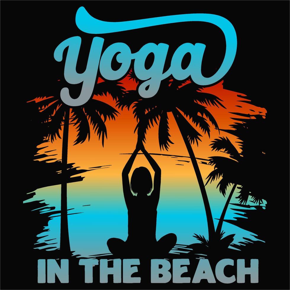 Sea beach Yoga design for t-shirt vector