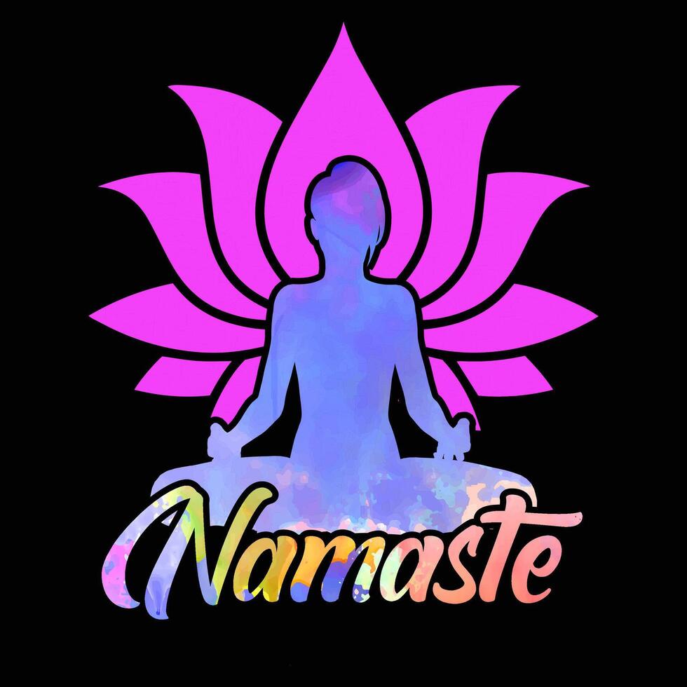 Namaste pose Yoga design for t-shirt vector