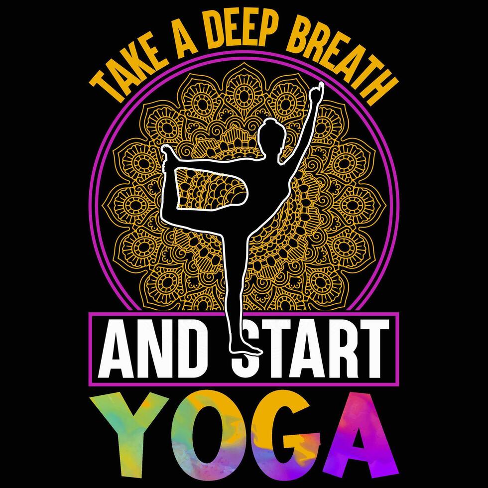 Yoga design for t-shirt mandala background vector