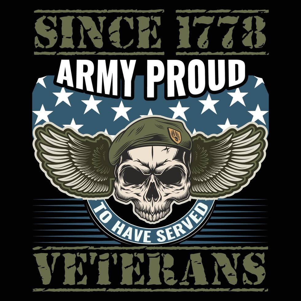 Since 1778 army proud veterans vector
