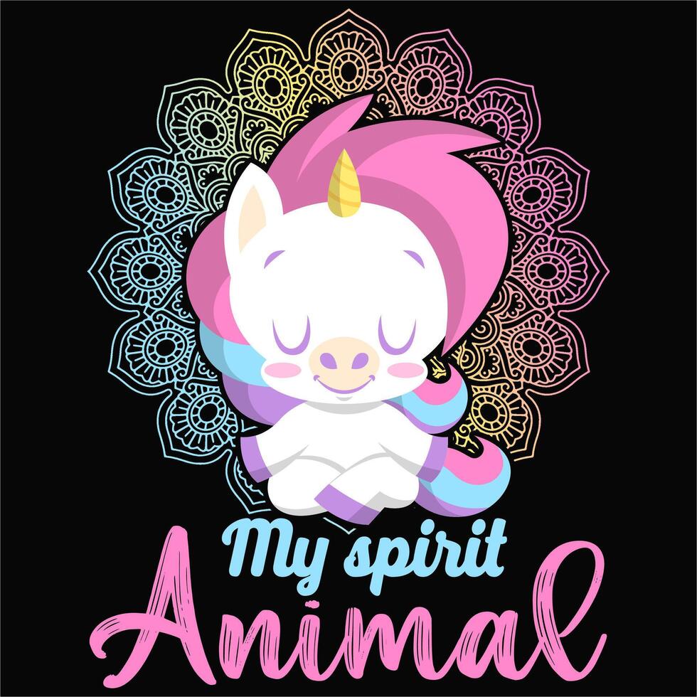 Unicorn with Yoga design for t-shirt vector