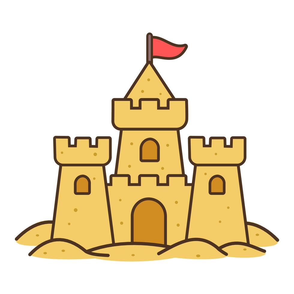 Sandcastle beach castle illustration isolated on white background vector