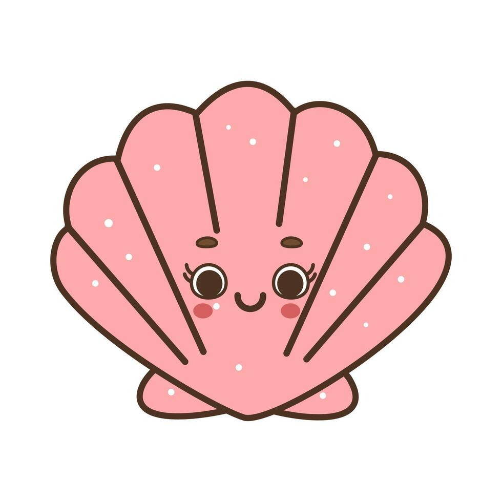 Cute seashell illustration isolated on white background vector
