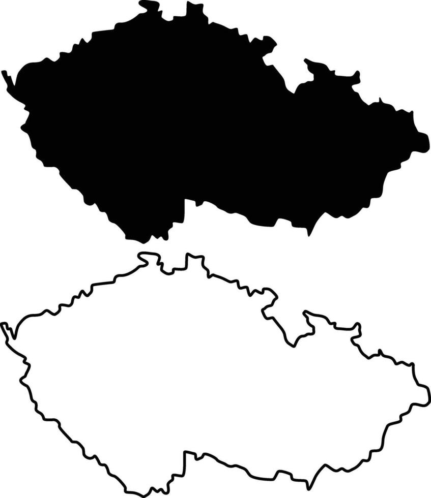 Map of Czechia Silhouette Flat and Outline Design vector
