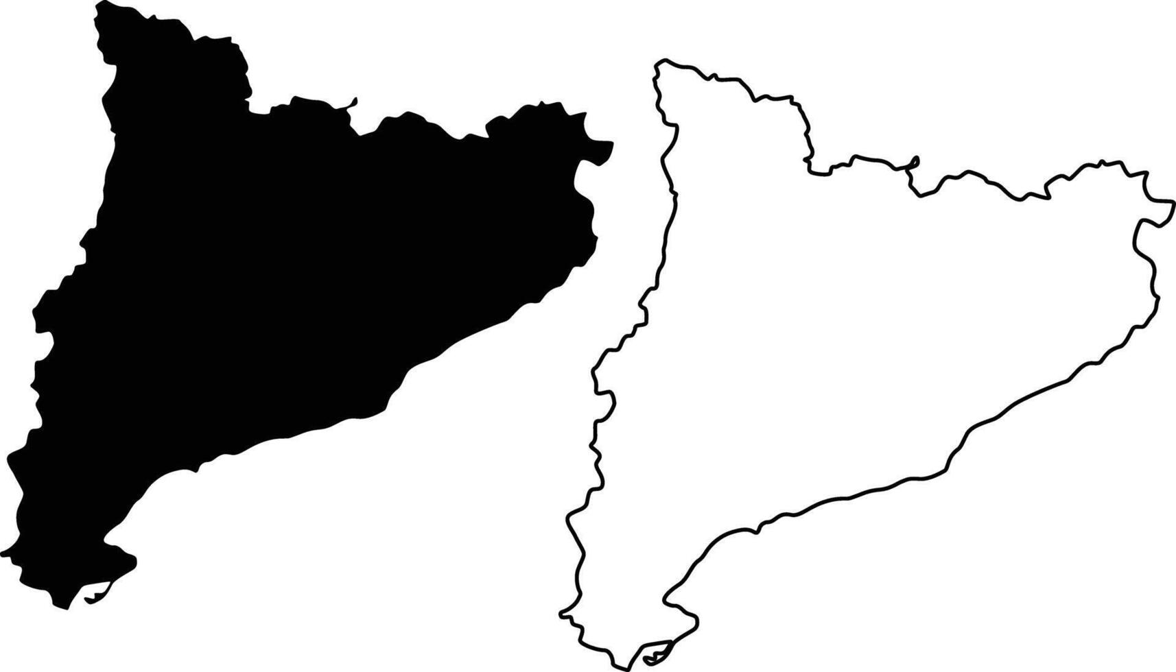 Map of Catalonia Spain Silhouette Flat And Outline Design vector