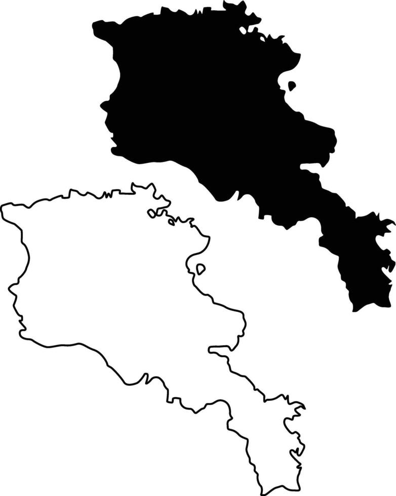 Map of Armenia Silhouette Flat and Outline Design vector