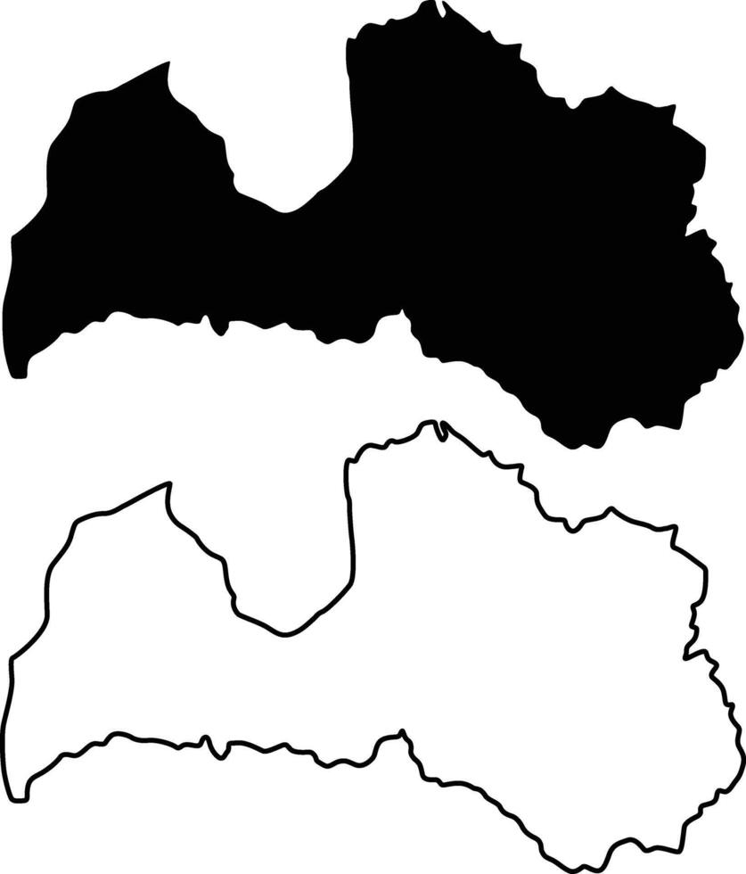 Map of Latvia Silhouette Flat and Outline Design vector