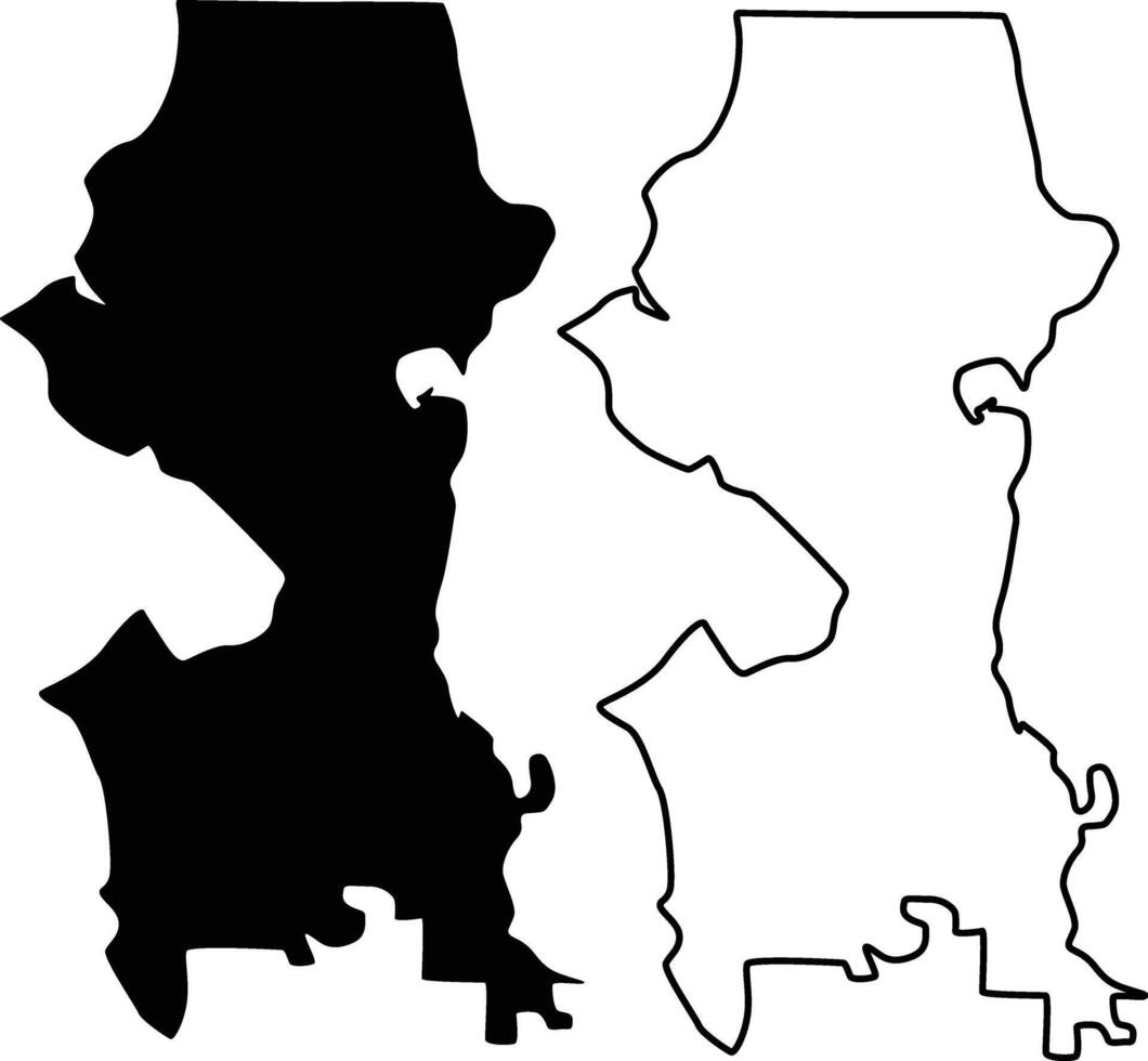 Map of Seattle Washington USA Silhouette Flat Design and Outline Design vector