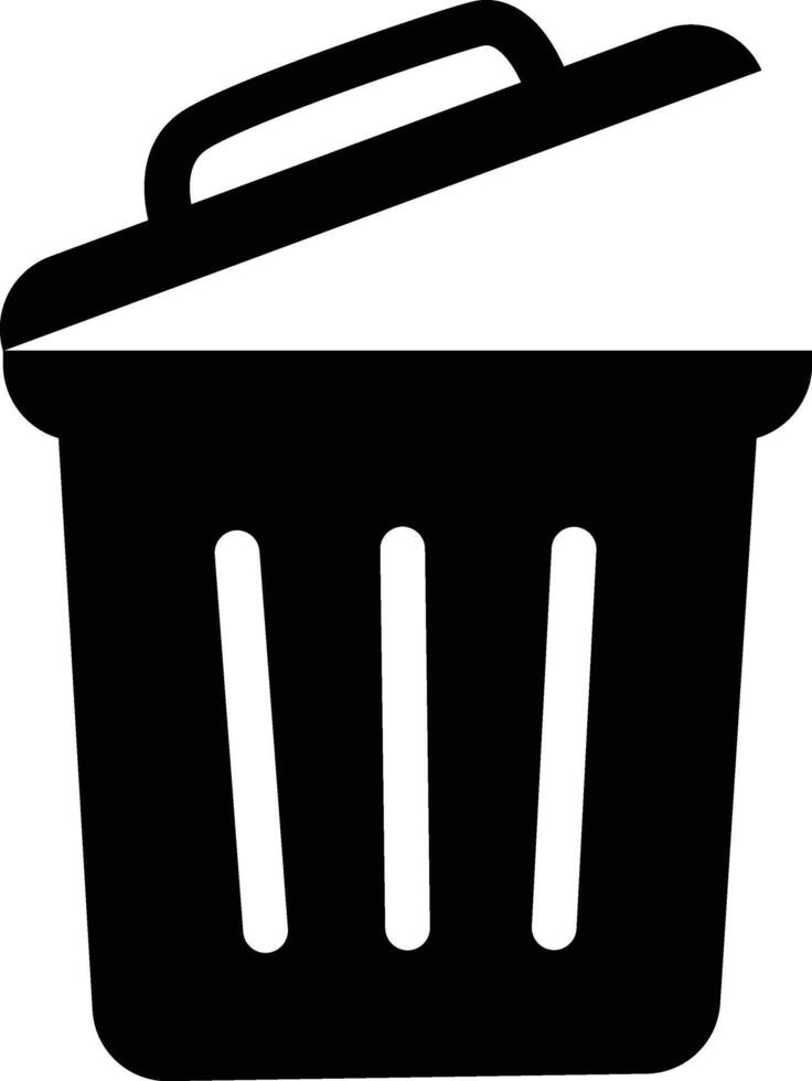 Trash bin flat icon silhouette design on white background vector
