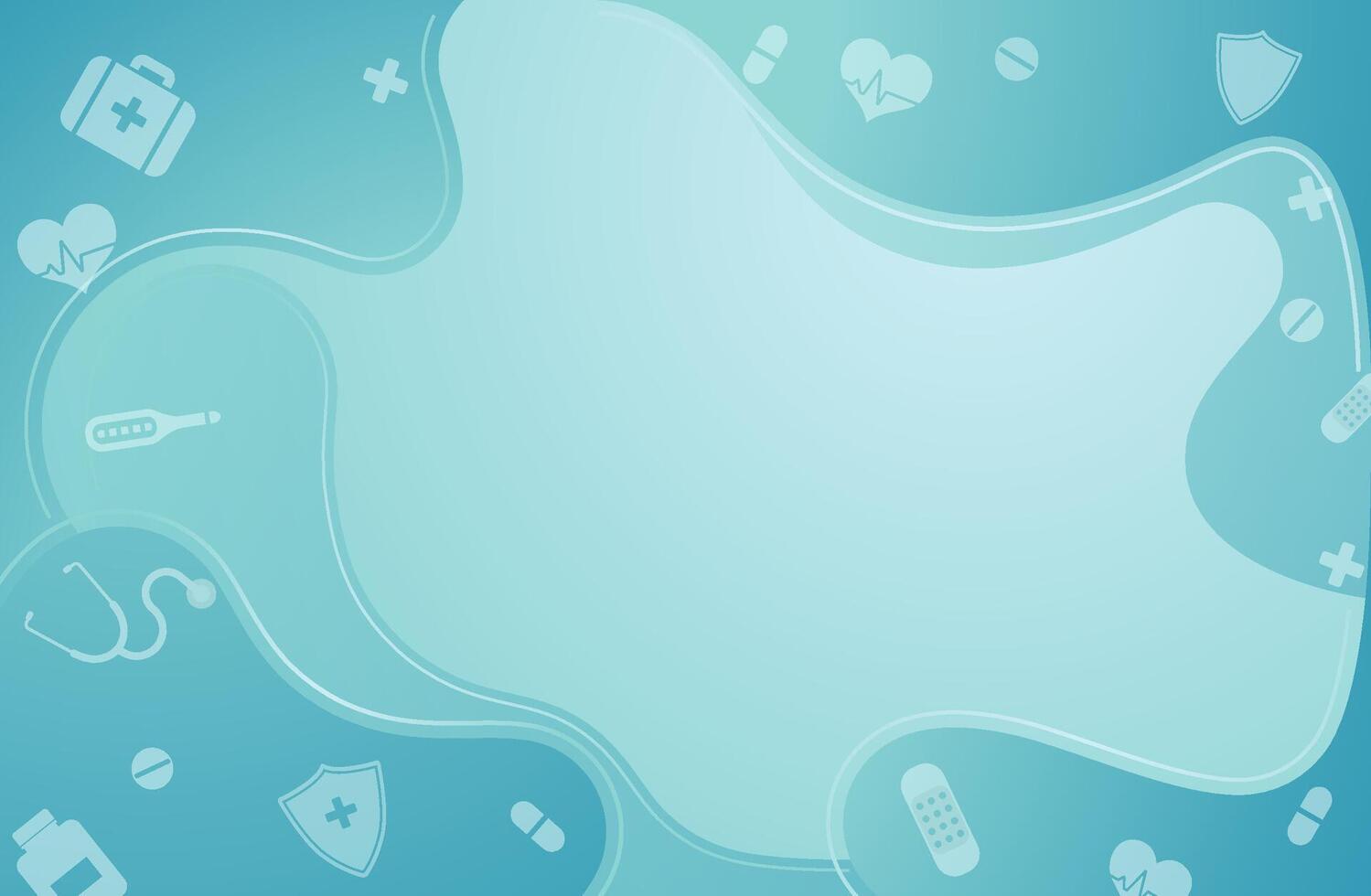 Abstract liquid shape healthcare background with flat medical icons. Template for medicine concept. Illustration vector