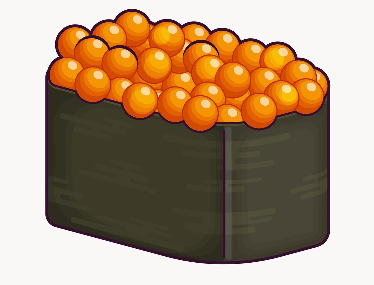Ikura sushi with salmon roe isolated illustration vector