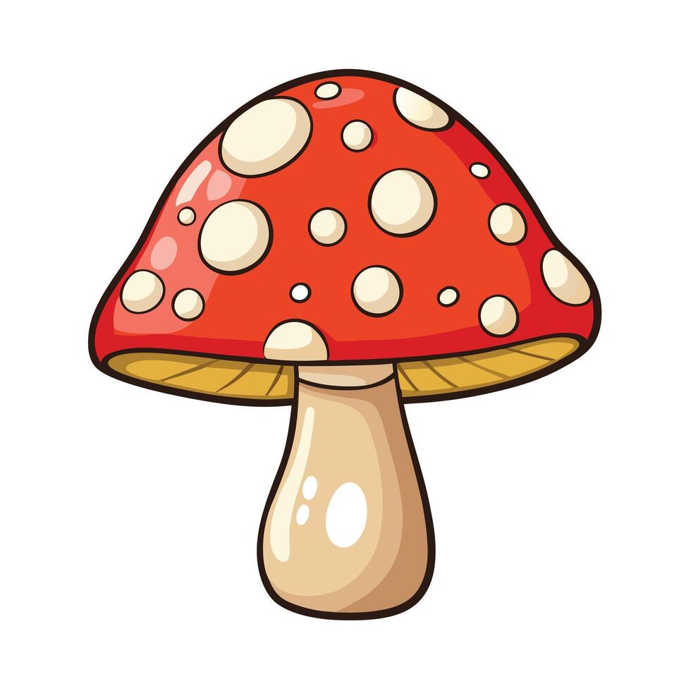 Cottagecore a cartoon mushroom with white spots on it vector