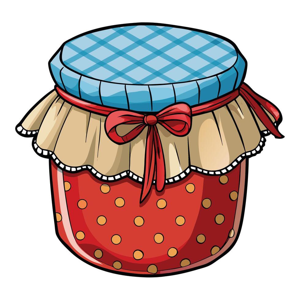 Cottagecore a jar with a red and blue polka dot pattern vector