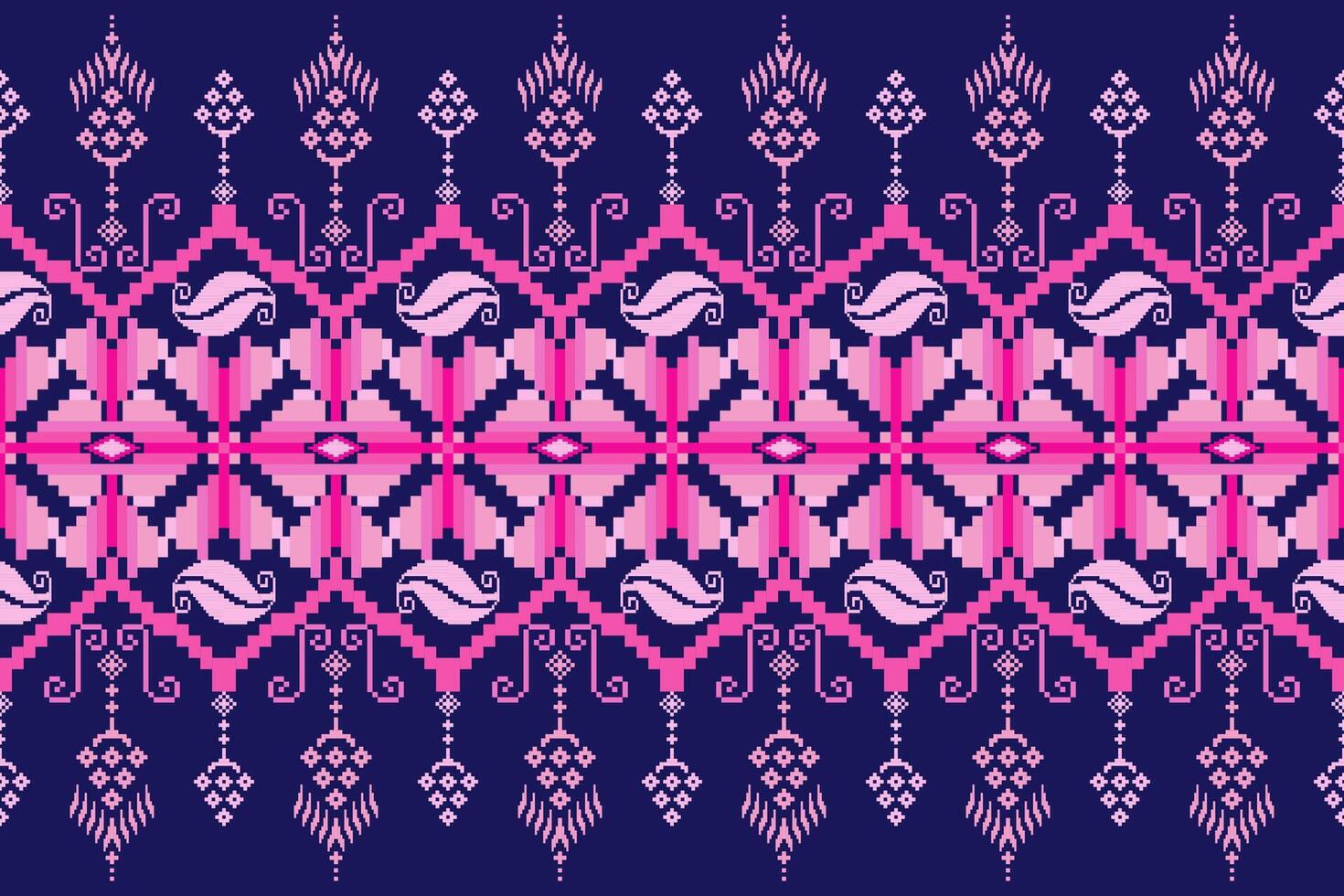 Geometric floral pattern background flower ethnic pixel pattern,Aztec style,abstract background.design for texture,fabric,clothing,decoration,print, vector