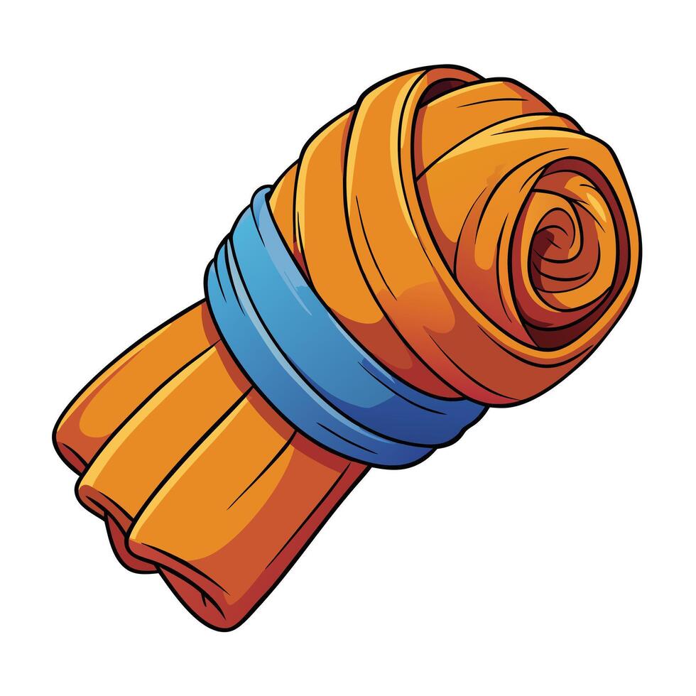Cottagecore a rolled up towel with blue ribbon vector
