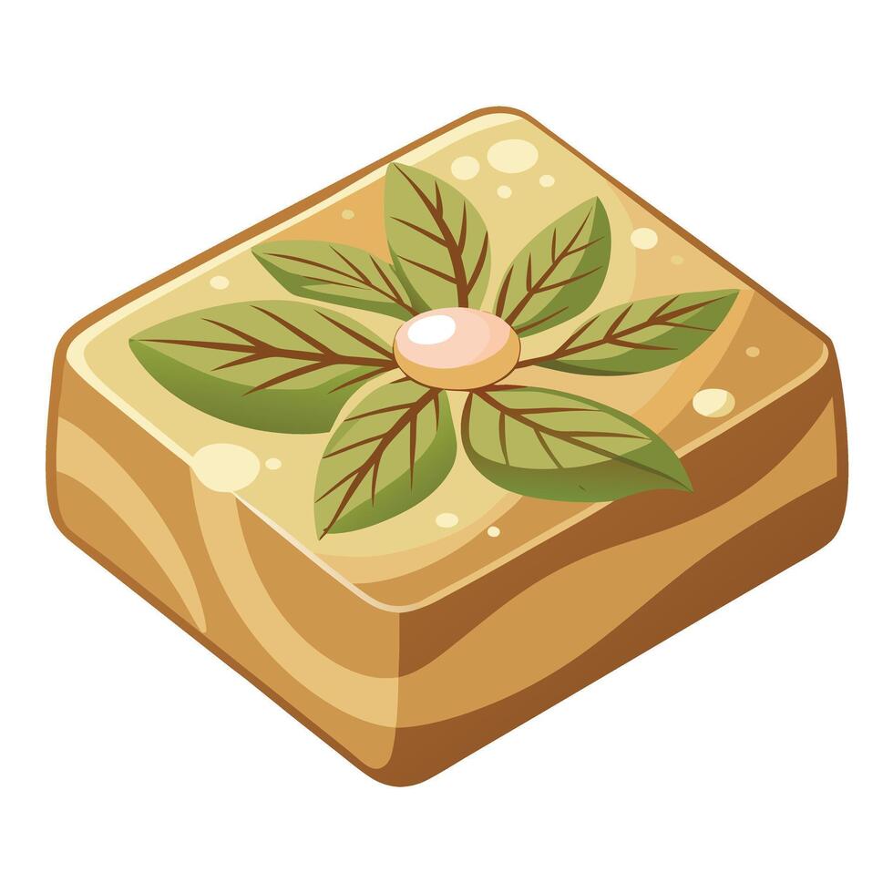 Cottagecore a square block with a leaf on it vector