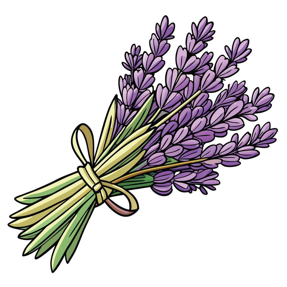 Cottagecore lavender flowers with a bow illustration vector