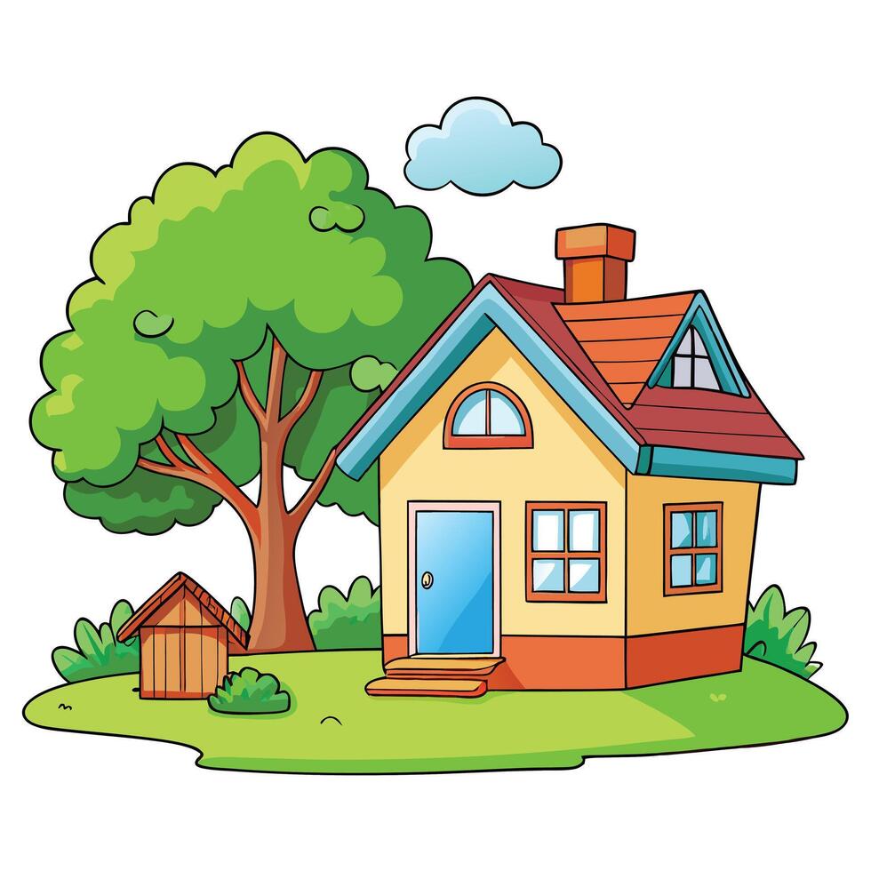 house cartoon Cottagecore , vector