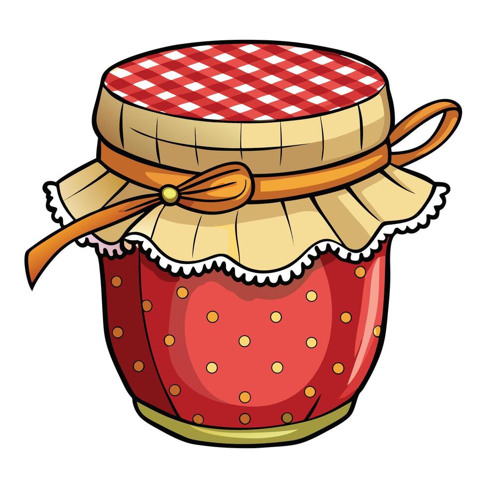 Cottagecore a jar with red and white gingham fabric vector