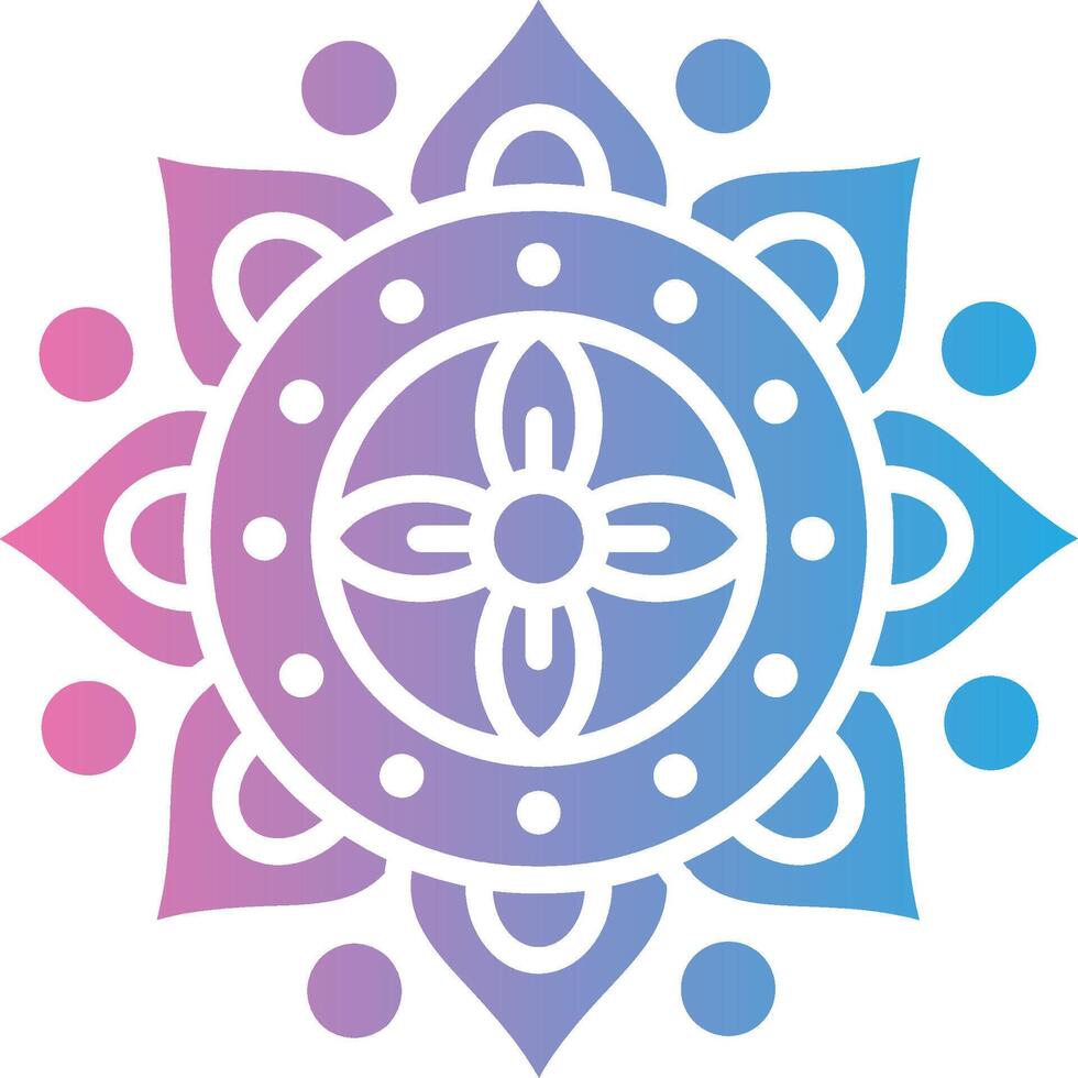 A purple and blue logo with a flower in the center vector