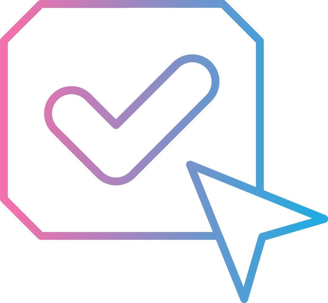 A check mark and arrow icon on a white background vector