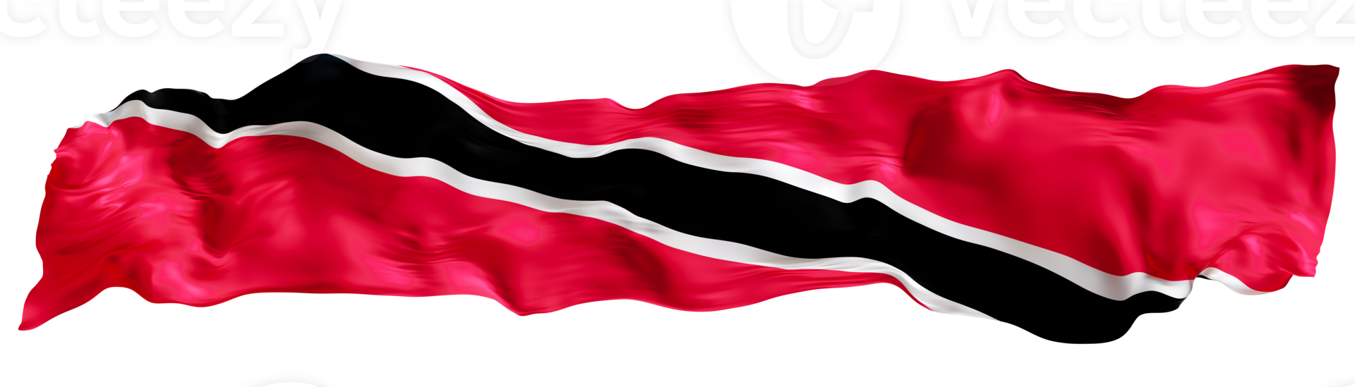 Stylized flag of Trinidad and Tabago on transparent background. Footer, header or divider. Cut out wide, panoramic element. Banner for patriotic themes or national event promotions. 3D. png