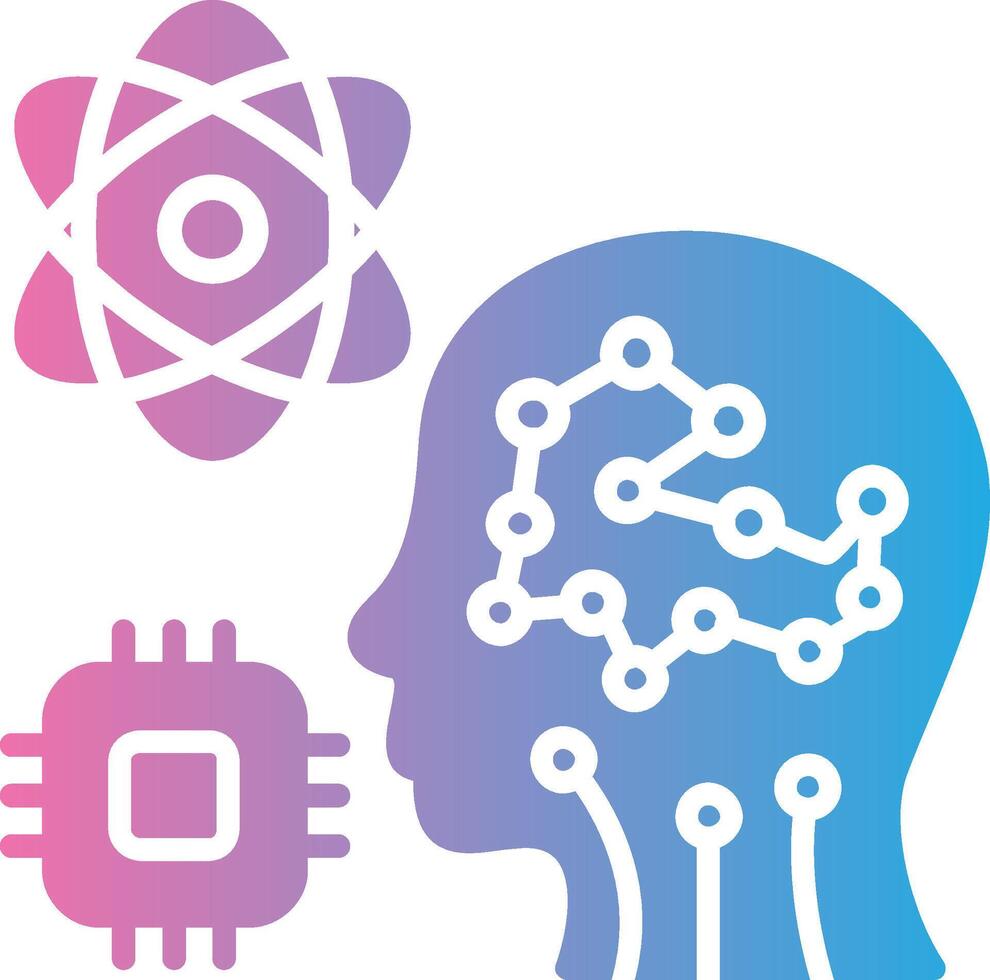 A person's head with a computer chip and a brain icon vector