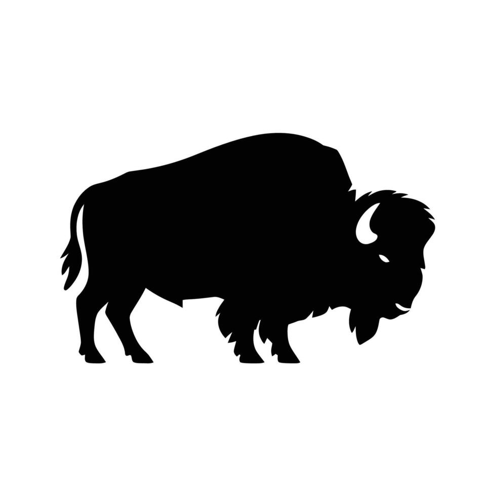 Great Plains Buffalo Iconic Black and White Profile vector