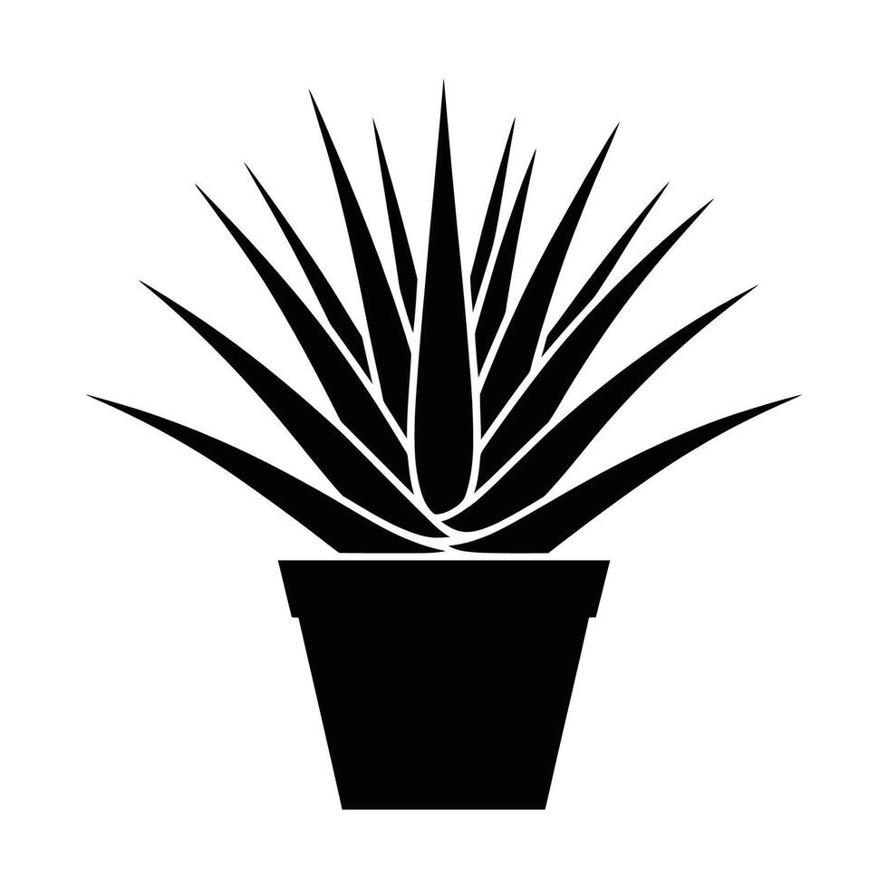 Aloe Elegance Sharp Silhouette in Pot vector