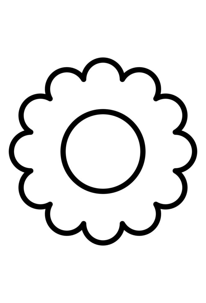 Basic floral shape, minimalist design, showing a central disc and petals vector