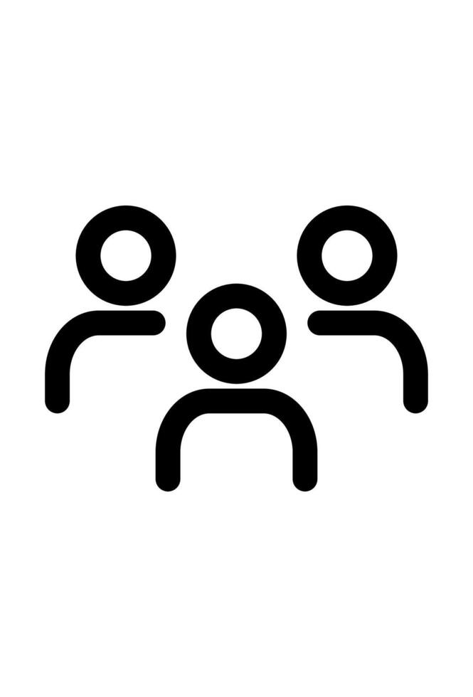 A black and white icon of three people vector