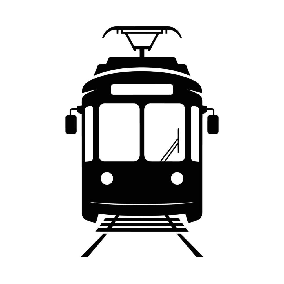 Urban Transit Classic Tram Silhouette vector