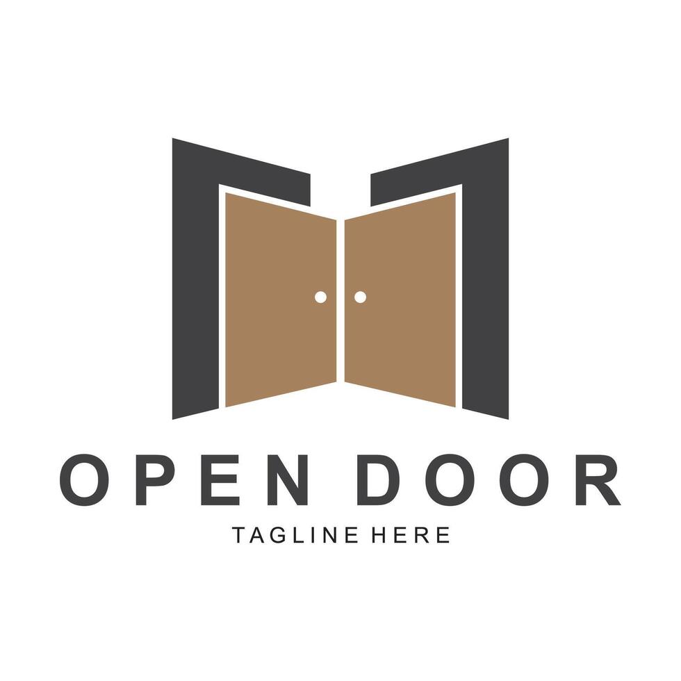 open door logo design template with simple design vector