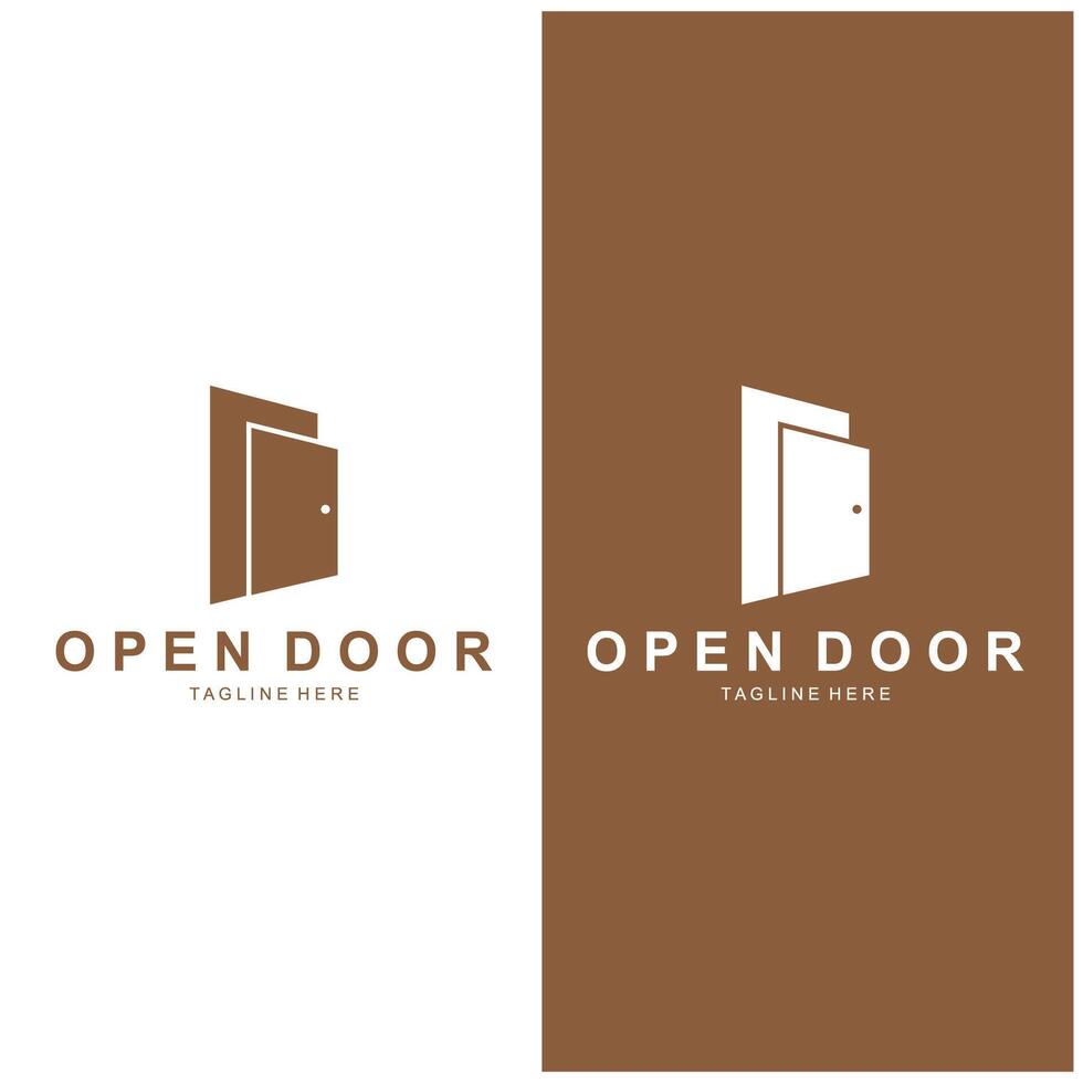 open door logo design template brown color vector
