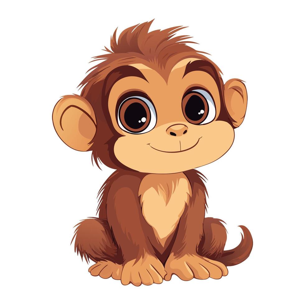 cute baby monkey illustration on a white background vector