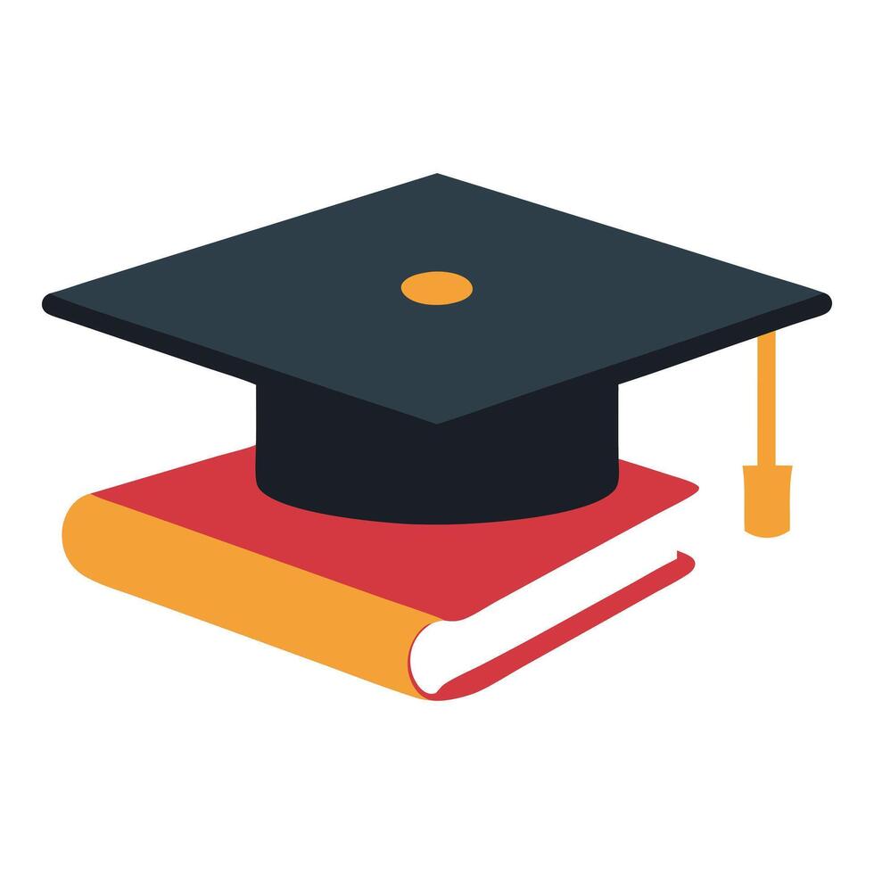 a graduation cap and books on a white background vector