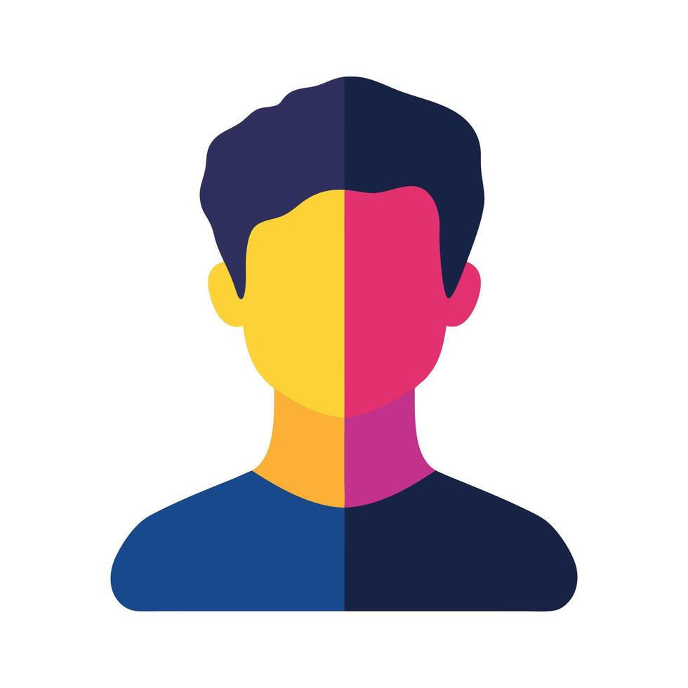 a man's face is shown in two colors vector