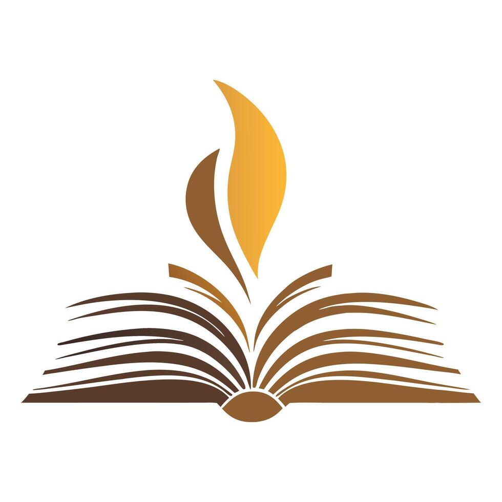 an open book with a flame on top on a white background vector