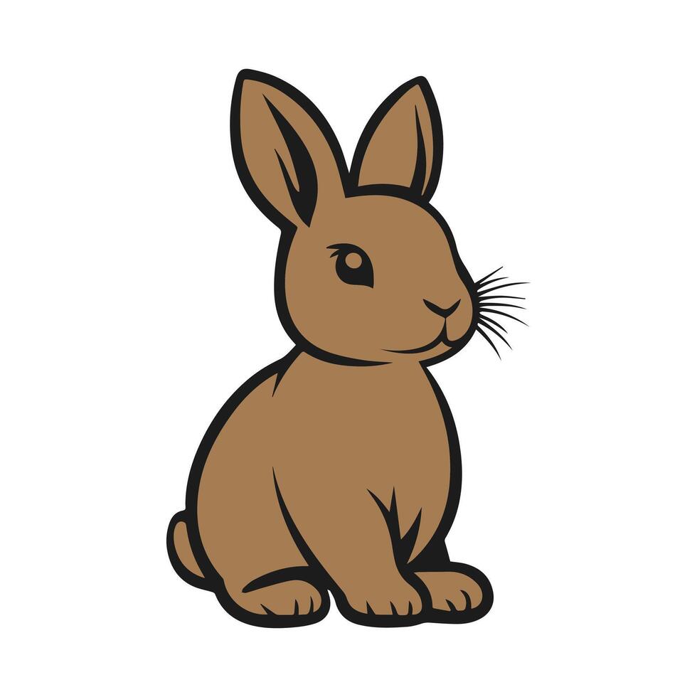 a brown rabbit sitting on the ground on a white background vector