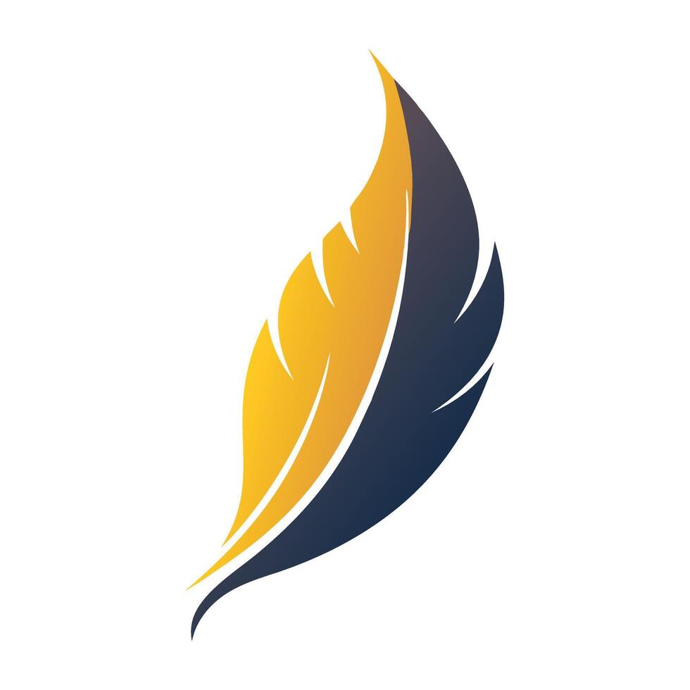 a yellow and blue feather logo on a white background vector
