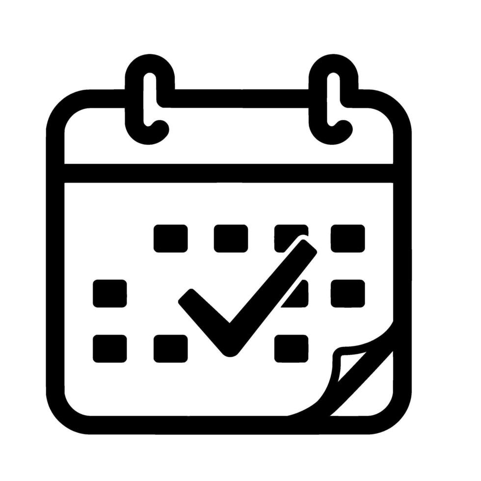 Bold Calendar Checkmark Icon vector