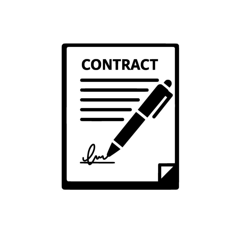 Signed Contract Icon Pen on Document vector