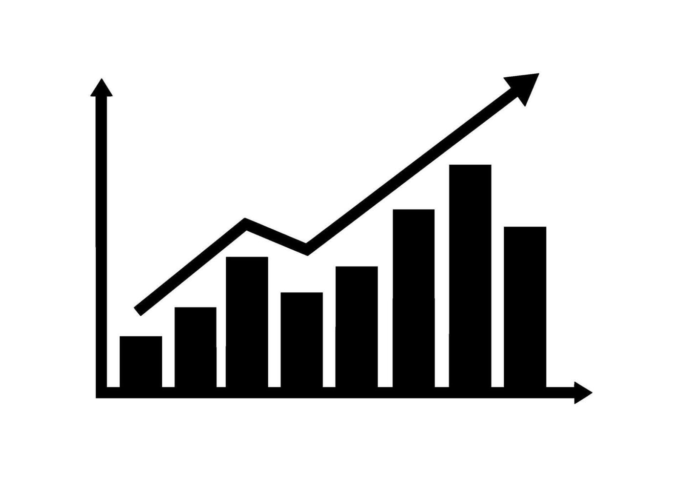 Monochrome Bar Graph with Ascending Trend Line vector